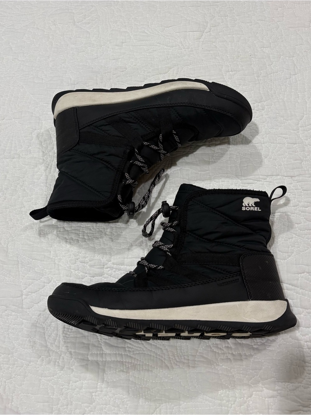 Sorel Women’s Whitney II Short Lace Winter Boots Sz 7 Black Waterproof Insulated